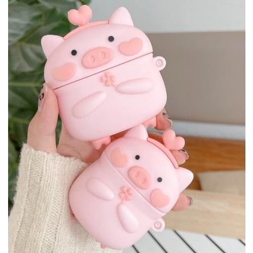 3D Cute Cartoon Pig Case for Airpods 1 2 Soft Silicone Earphone Cases for Apple Air Pods Pro Wireless Headphone Cover Bags