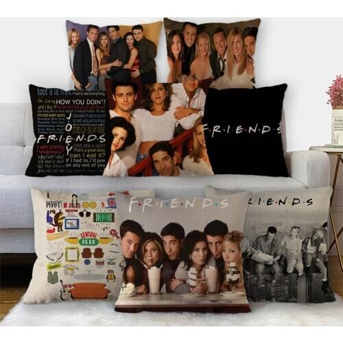 Nice Friends TV Pillowcase Cotton Linen Fabric Square Zipper Pillowcase 45X45cm Wedding Decorative Pillow cover 11-17