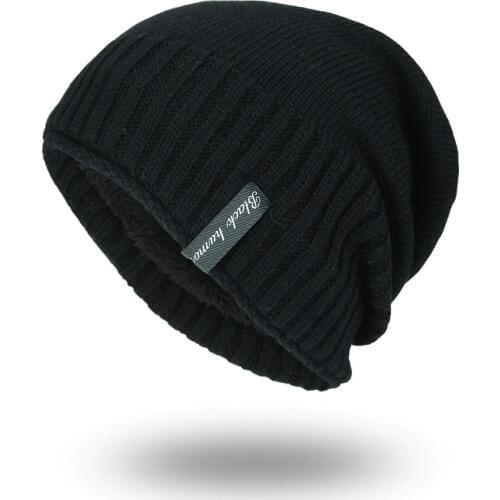 New Mens Winter Hat Fashion Fleece Skiing Beanies Caps Warm Knitted Beanie Bonnet hats men Gorros Invierno Cappelli HE54