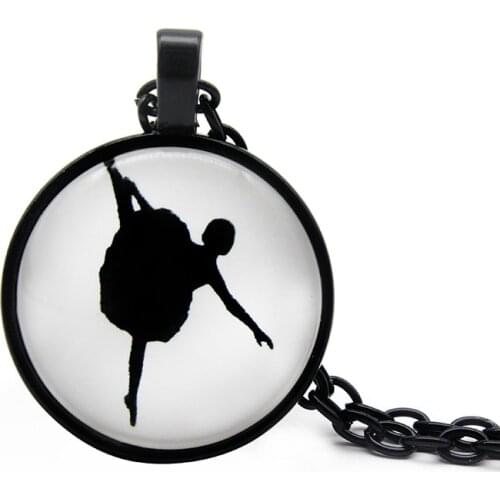 Ballet Dancer Charm Jewelry Ballet Dancers Sweater Chain Necklace Cabochon Glass Pendant Necklace Ballet Dancers Creative Gifts