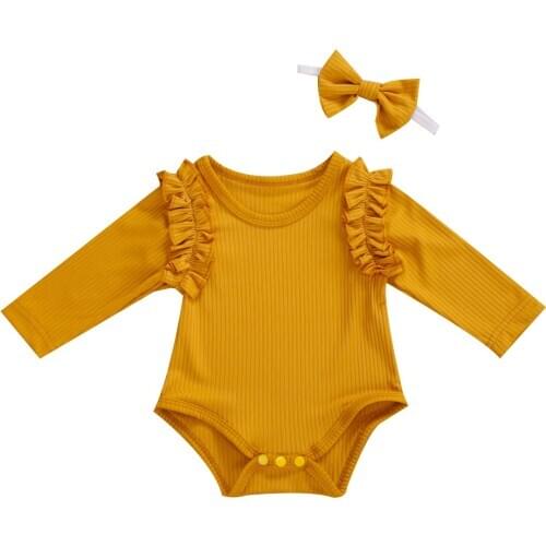 0-18M Newborn Kid baby Girl Boy Clothes Ruffles Long Sleeve Bodysuit Elegant Cute Sweet Casual Body Top Lovely Outfit