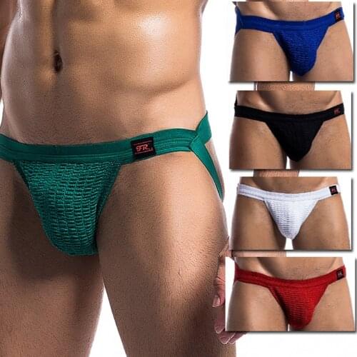 Sexy Men Underwear Jockstraps Sports Fitness Bikini Thong G-strings String Homme Open Butt Panties Cuecas Slip Underpants Tanga