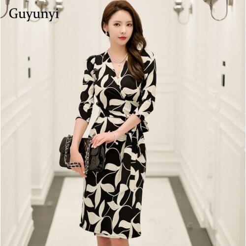 Flowers Leisure Wrap Dress 2021 Spring High Waist Slim Simple Comfortable Five-Point Sleeve Elegant Party Dress Women