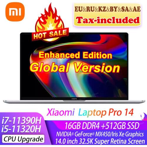 Xiaomi Mi Laptop Pro 14 Inch Notebook Enchanced Edition i7-11390H/i5-11320H MX450/Iris Xe 14inch 2.5K Screen 100% sRGB Computer