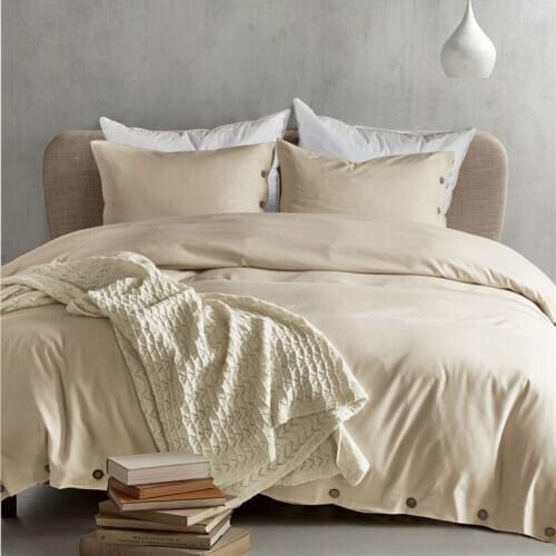 Simple Solid Bedding Set 3pcs Duvet Cover Pillowcase Personality Fashion Button Quilt Cover Pillow Case Home Textile 3 Piece Set