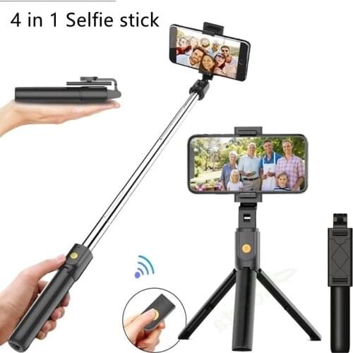 4 In 1 Selfie Stick Tripod for mobile Extendable Monopod Stand with Bluetooth Remote for Smartphone Selfie Stick for Gopro