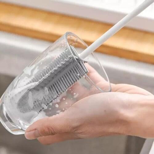 Silicone Cup Brush Kitchen Cleaning Tools Long Handle Drink Wineglass Bottle Glass Cup Washing Cleaning Brushes Cleaner
