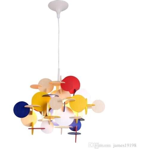 Modern LED Pendant Lights Wooden Parquet Blocks Pendant Lamp For Kid Children Room lamparas de techo colgante moderna PA0136