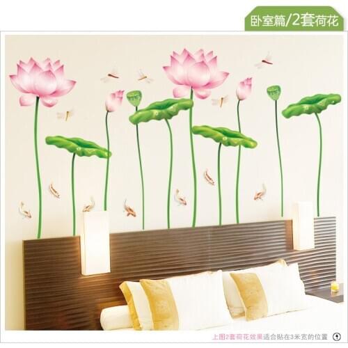 Can Remove Lotus Bedroom Living Room Background Adornment Waterproof Adhesive Stereo Feeli Landscape Photo Wall 2021
