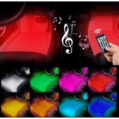 LEEPEE 24/36/48 LED Atmosphere Lamp LED Car Foot Light Ambient Lamp Remote Voice Control Automotive Interior Decorative Lights
