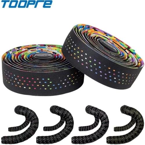 TOOPRE Soft Road Bike Handlebar Tape Cork EVA PU Handle Bar Tape Professional Cycling Damping Anti-Vibration Wrap +2 Bar Plugs