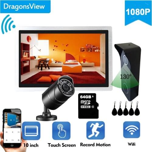 Dragonsview WiFi Wireless Video Door Phone Intercom for Home Security 10inch Touch Screen 1080P Doorbell Smart IP Phone