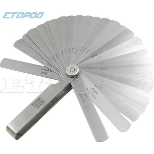 High precision 32 Blades Feeler Gauge Stainless iron Metric Imperial 0.02-1.00mm Thickness Set Gage Measurment Tools