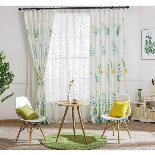Custom curtains for Living Room Bedroom Simple Chinese Jacquard Printed Fresh Balcony Shade Curtain Ceiling Installation