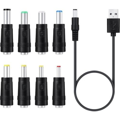 DC Charging Power Cord USB To 5521 Multifunctional DC Interchangeable Plug Male 8-in-1 Charging Cable