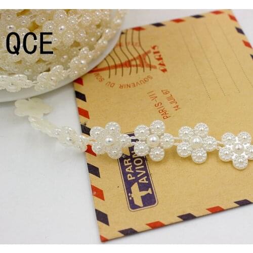 Size 14mm Silver pearl Beads 1 Meter Cotton Line Chain pearls Garland Wedding Party Decoration Bride Bouquet Accessories