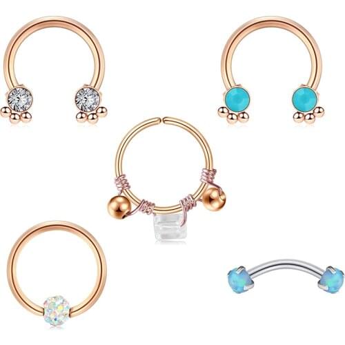 16G Tragus Daith Rook Earrings Stainless Steel Cartilage Helix Conch Piercing Septum Nose Eyebrow Rings 8mm(5/16") for Women Men