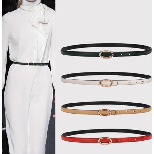 Cow Genuine Leather Belts for Women fashion thin soft cowskin belt dress jeans girl gold alloy buckle strap gifts dropshipping