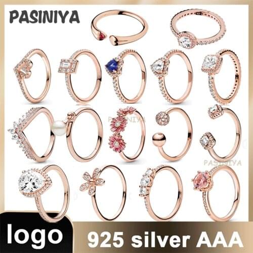R4 2021 rose gold open series ladies ring 925 sterling silver rose gold high quality luxury jewelry gift