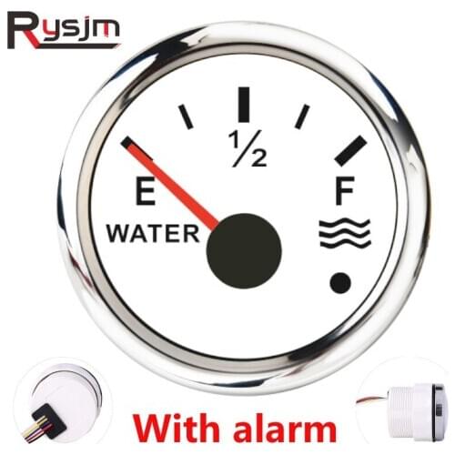 0-190ohm 240-33 Ohm 52mm Pointer Water Tank Level Gauge waterproof Anti-fog for Auto Truck Marine Car Meter with alarm 12V 24V