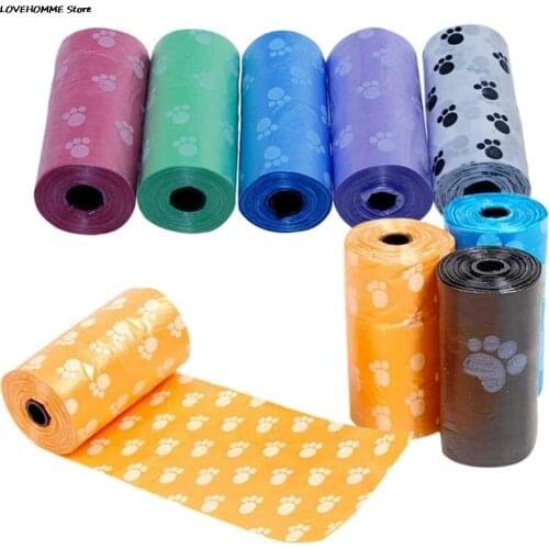 1 Roll Degradable Pet Dog Waste Poop Bag With Printing Doggy Bag For Cat Dog