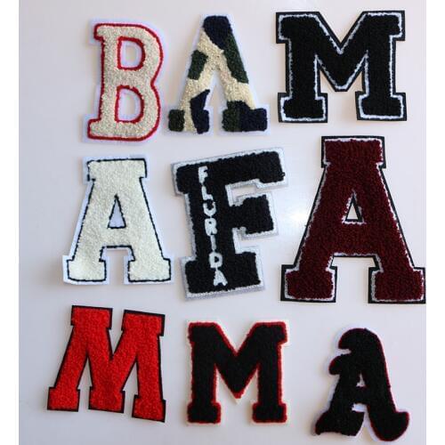 1 Pcs A,B,F,M,W English letters Towel embroidery icon Iron on Patches for Clothing DIY Stripes Clothes Patchwork Custom Badges
