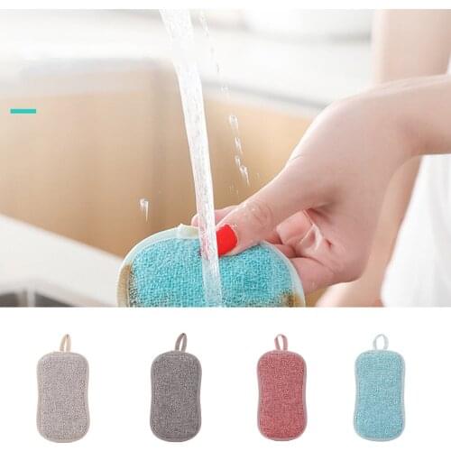 1PCS Sided Sponge Dish Cloth Kitchen Cleaning Towel Brushes Anti Grease Wiping Rags Absorbent Washing Dish Cloth Accessories