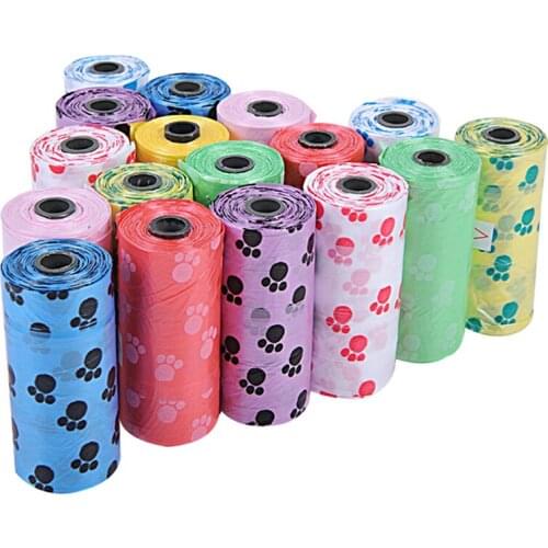 10 Rolls Paw Printing Dog Poop Bag 15 Bags/ Roll Large Cat Waste Bags Doggie Outdoor Home Clean Refill Garbage Bag 4.7