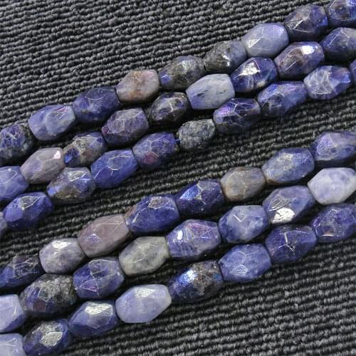 10x12mm/12x18mm Natural Oval Olivary Rice Faceted Blue Sodalite Beads For Jewelry Making Beads Bracelets 15'' DIY Beads Trinket