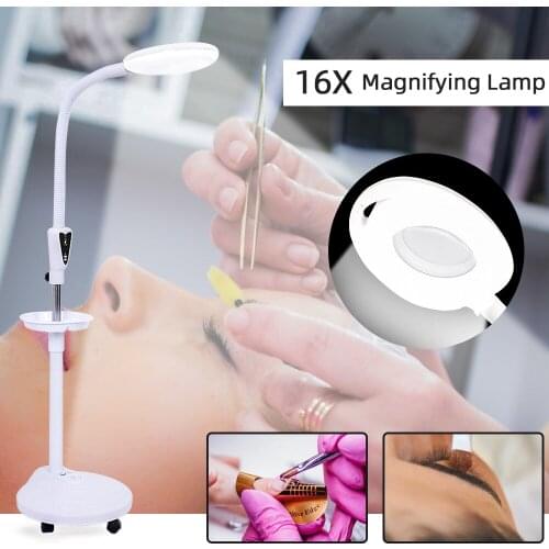 16X Magnifying Floor Stand Cold LED Lamp Touch Screen Magnifier Beauty Salon Lamp Manicure Tattoo Nail Shadowless Floor Lamp