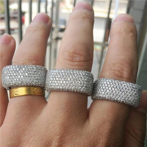 2019 Luxury ring Mrico Pave 450pcs AAAAA Cz Stone Silver color Engagement wedding band ring for women men Finger Jewelry