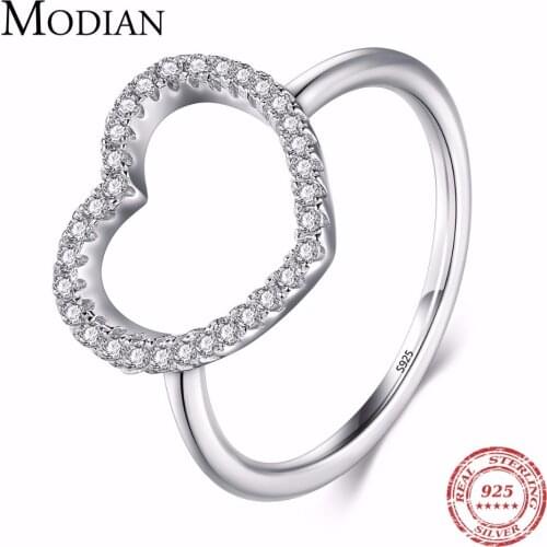 2019 New Design Fashion Solid 925 Sterling Silver Heart Shape Classic Love Ring 5A Zircon Finger Rings For Women Engagement Jewe