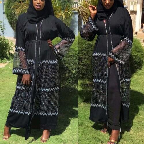 2021 Muslim Lace Maxi Hijab Dress Abaya Embroidery Pearl Long Robes Malaysia Turkish Pakistan Ramadan Arab Islamic Clothing