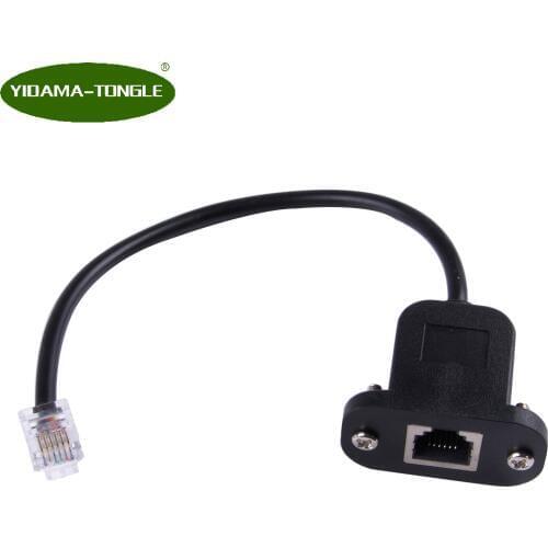 25cm rj12 6p6c telephone female socket to male adapter jumper lan network ethernet bulkhead panel mount extension cable