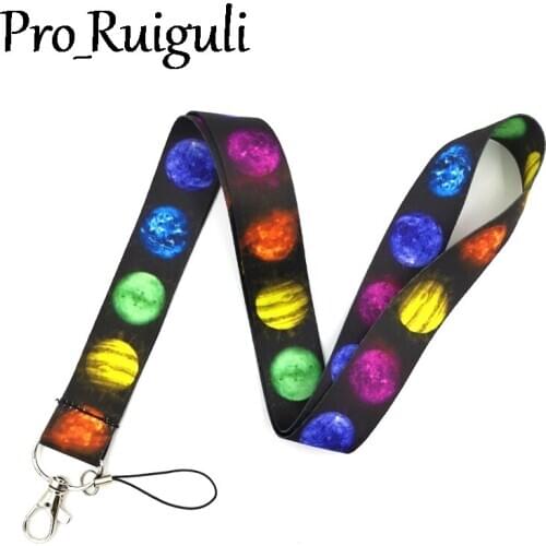 30pcs Colorful moon Space Couple Keychain Lanyards Id Badge Holder ID Card Pass Gym Mobile Phone Badge Holder Key Straps