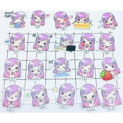 38 PCS Purple hair girl mini Stickers Crafts And Scrapbooking stickers book Student label Decorative sticker DIY Stationery