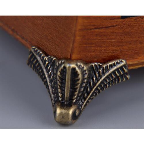 4Pcs Antique Furniture Corner Protector Box Wood Case Decorative Feet Leg Corner Bracket Furniture Hardware Part