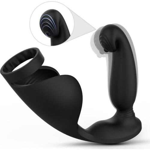 Vibrating Prostate Massager Anal Vibrator With Penis Ring G P-spot Vibrator Testicular Stimulation Sex Toys for Men Anal Sex Toy