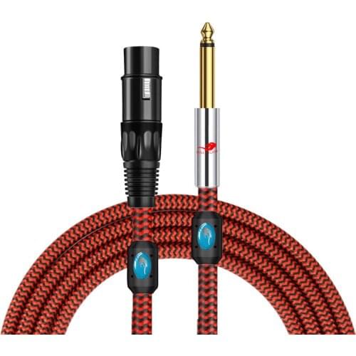 XLR Female to 1/4'' TS Mono 6.35mm Male Audio Cable for Amplifier Mixer Electric Guitar Bass Microphone Shielded Balanced Cords