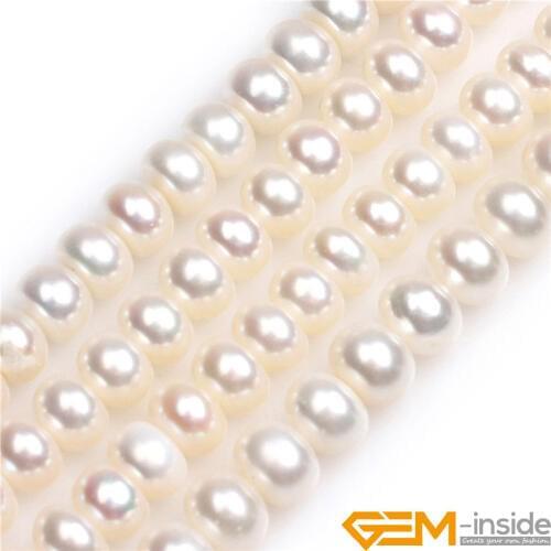 AAA Grade 6x8mm White Rondelle Natural Freshwater Cultured Pearls Heishi Spacer Beads DIY Beads For Jewelry Making Strand 15"