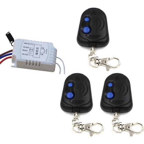 Free Shipping AC220V 1CH RF Wireless Remote Control Switch Simple Operation with 2Buttons 1*Receiver+3*Transmitter 315/433mhz