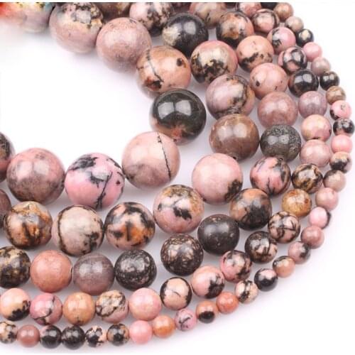 15"(38cm) Strand Round Natural Rose Rhodochrosite Stone Rock 4mm 6mm 8mm 10mm 12mm Beads lot for Jewelry Making DIY Bracelet