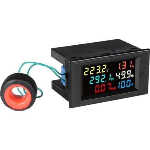 Digital Wattmeter Energy Power Meter Voltage Voltmeter Current Ammeter Frequency Indicator AC40-300V/AC200-450V 100A LCD Panel