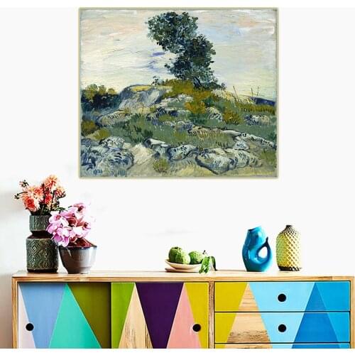 Citon Van Gogh《The Rocks 1888》Canvas Art Oil Painting Famous Artwork Poster Picture Wall Decor Home Living room Decoration
