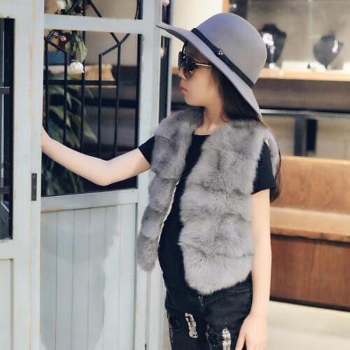 Top Quality 2020 New Children 's Rabbit Vest Girl' S Short Paragraph True Rabbit Fur Thicker Warm Jacket Fashion Vest Waistcoat
