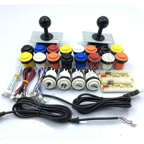 DIY Arcade Game kit USB To Zero Delay Board USB Encoder To PC /Raspberry pi 8 WAY Joystick 28mm Push Button 2 player set