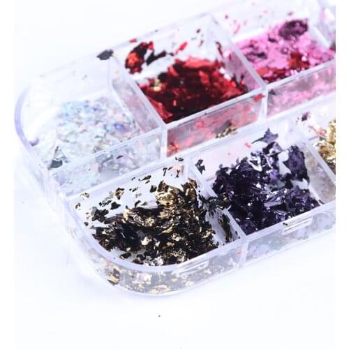 Design Shiny Paillettes Gold Foil Nail Art Glitter Sequins Mirror Powder Manicure Slide Decor Sticker Nail Decoration
