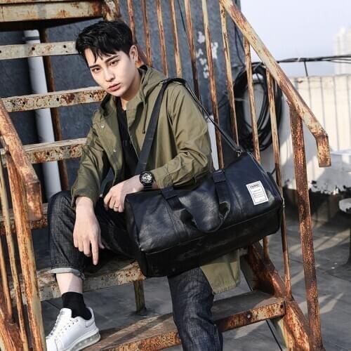 PU Travel Bag Men Shoes Storage bag Large Capacity Luggage Handbag Male Waterproof Travel Duffel Bag Pocket Gym Training bag