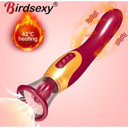 Dildo Sucking Vibrator Blowjob Tongue Vibrating Nipple Sucking Oral Licking Clitoris Vagina Stimulator Adults Sex Toys for Women