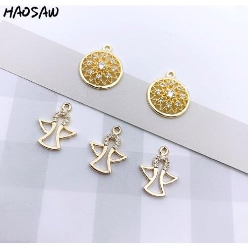 HAOSAW 6Pcs/Lot Choose/Rhinestone/Round/Flowers/Cooper Metal/Child/Multi Designs/Exquisite/Earring Accessories